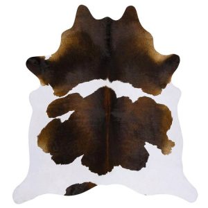 Chocolate and White Brazilian Cowhide Rug LARGE