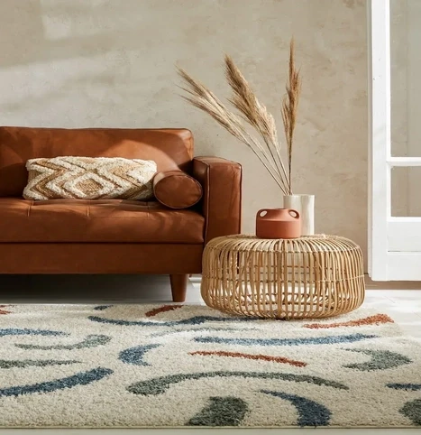 Squiggle Design Shaggy Rug