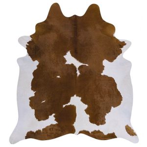 Brown and White Brazilian Cowhide Rug XXL