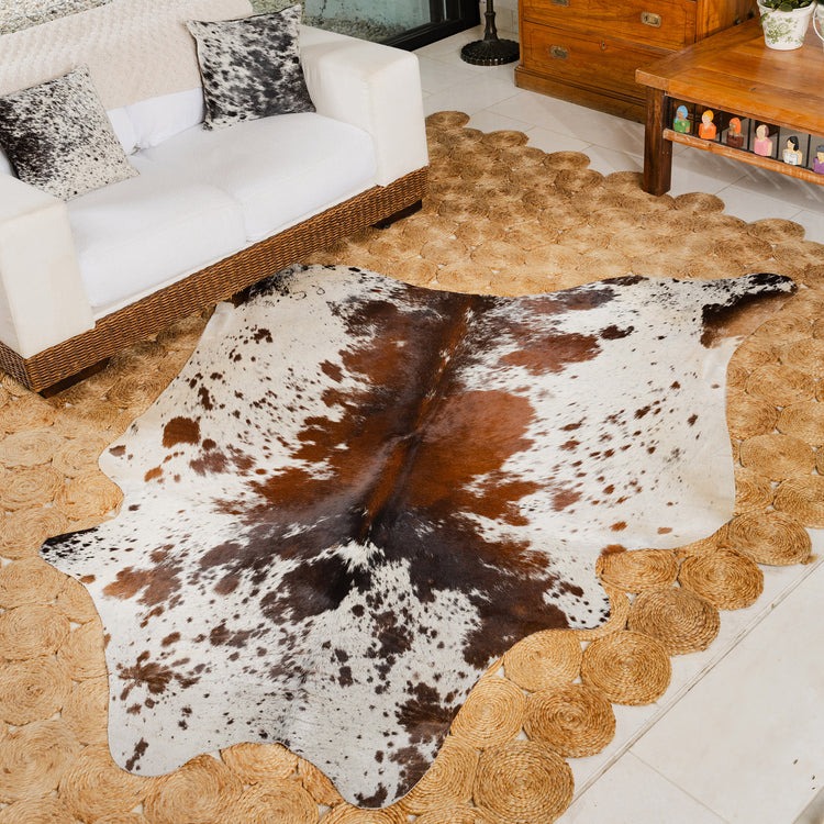 Chocolate and White Brazilian Cowhide Rug LARGE - Image 2