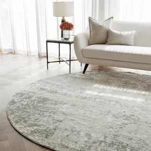 Distressed Carpet with Abstract Grey Design
