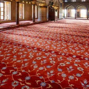 Elegant Red Floral Mosque Carpet