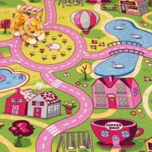 Kids Playroom Pink Themed Playful Carpet